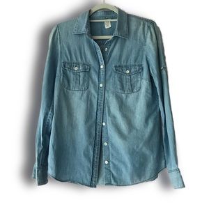 J. Crew Western Ladies Chambray Shirt Size: 4